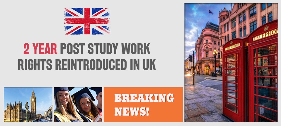 Best Time to Apply in UK: 2 Year Post Study Work Rights Re-introduced !!
